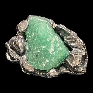 Ring Aventurine Size 7 Sterling Silver Rustic